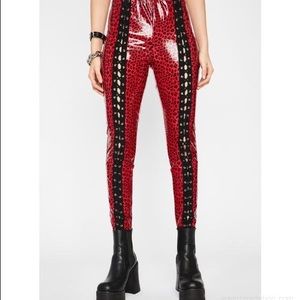 🔥Dolls Kill Vinyl Cheetah Lace Up Pants🔥